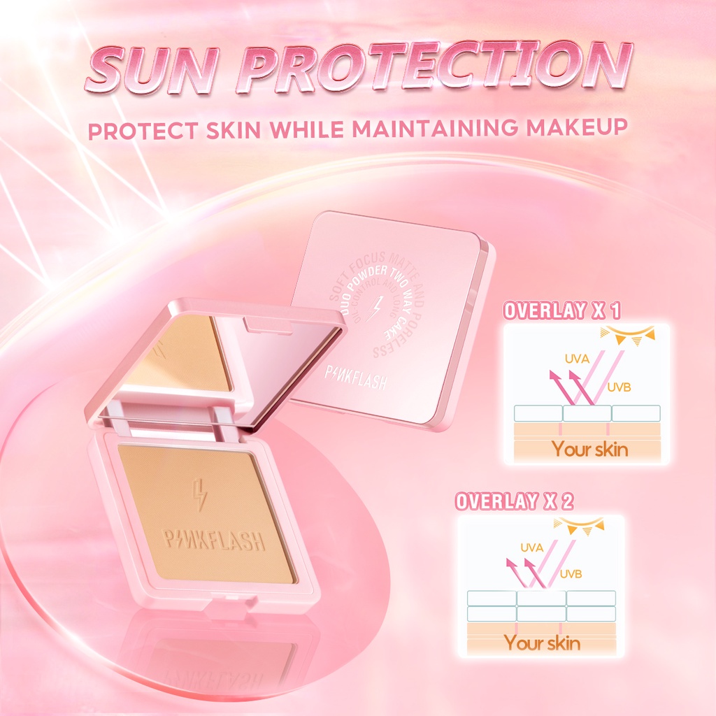 PINKFLASH Mattifying Flawless Two Way Cake Powder UV Protection / High Coverage Waterprrof TWC