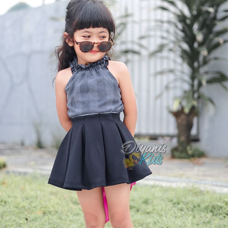 SETELAN KUBIKA-Setelan Rok Scuba dan Blouse Tartan Anak | Oneset anak perempuan