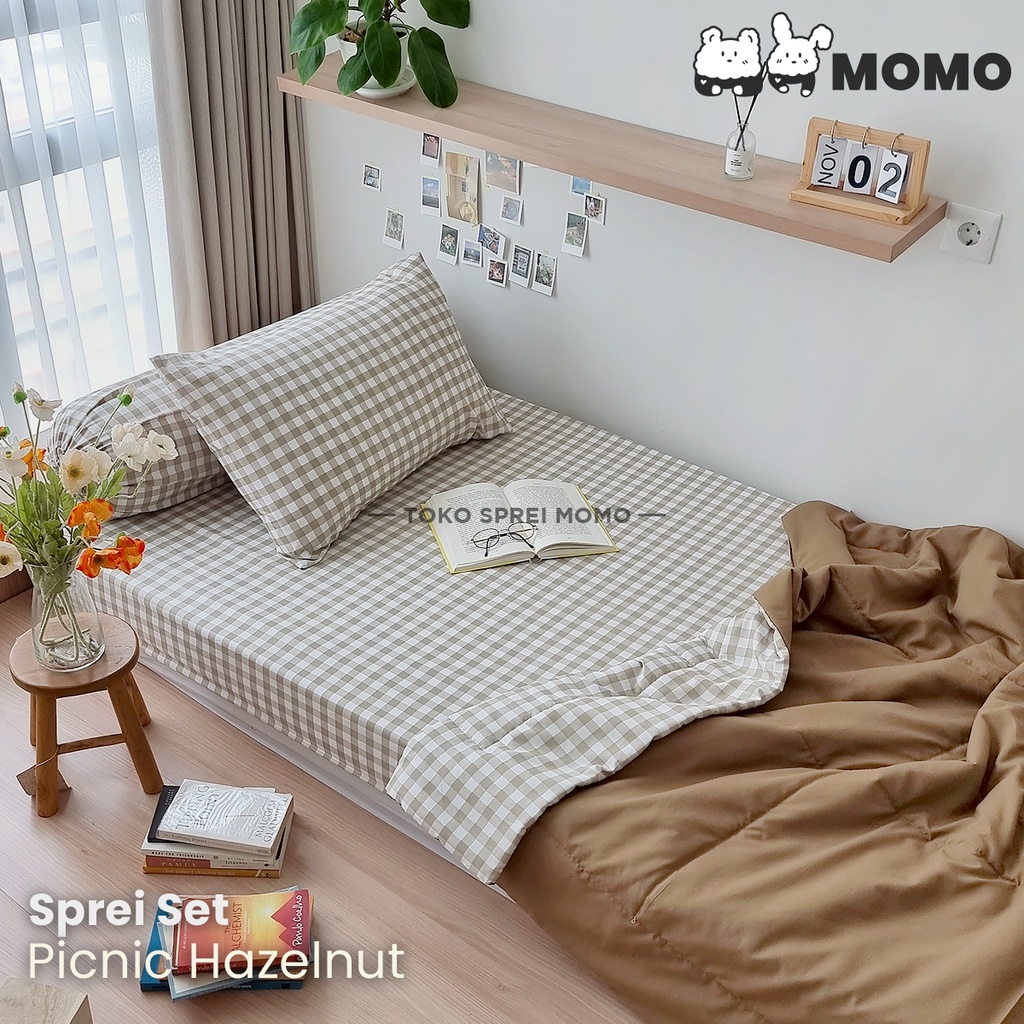 Sprei Set Motif Kotak Ukuran 90, 100 dan 120 x 200 MOMO