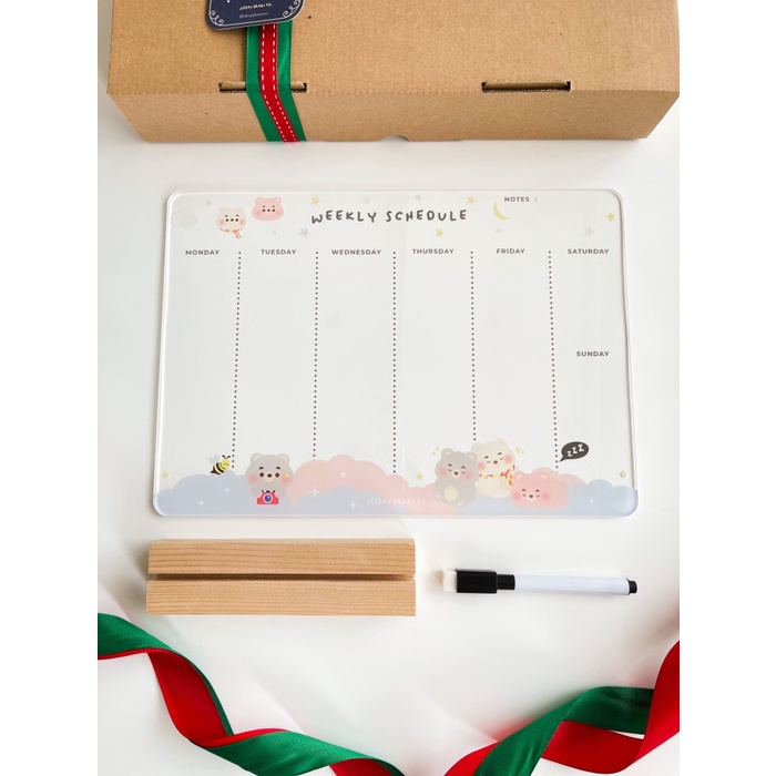 

Papan Tulis Sleepy Bears Weekly Schedule Acrylic Board Pen + Box. Papan Jadwal
