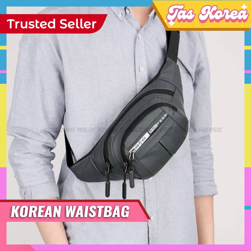 Tas Waistbag Selempang Pinggang Pria Distro Waterproof Import Korea Korean Style TASKOREA 033