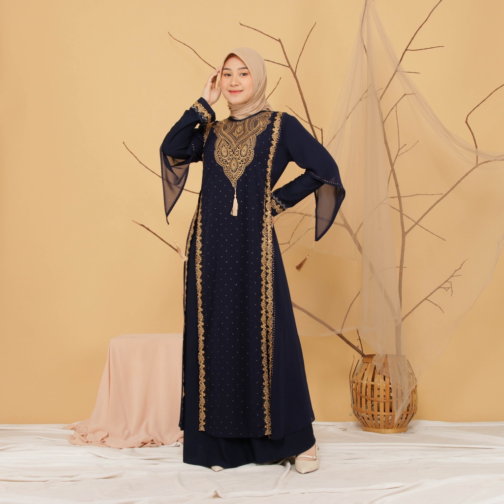 Abiyyuco TA9019 | Gamis Abaya Turki Terbaru 2022 Turkey Mewah Turky Hitam Putih Warna