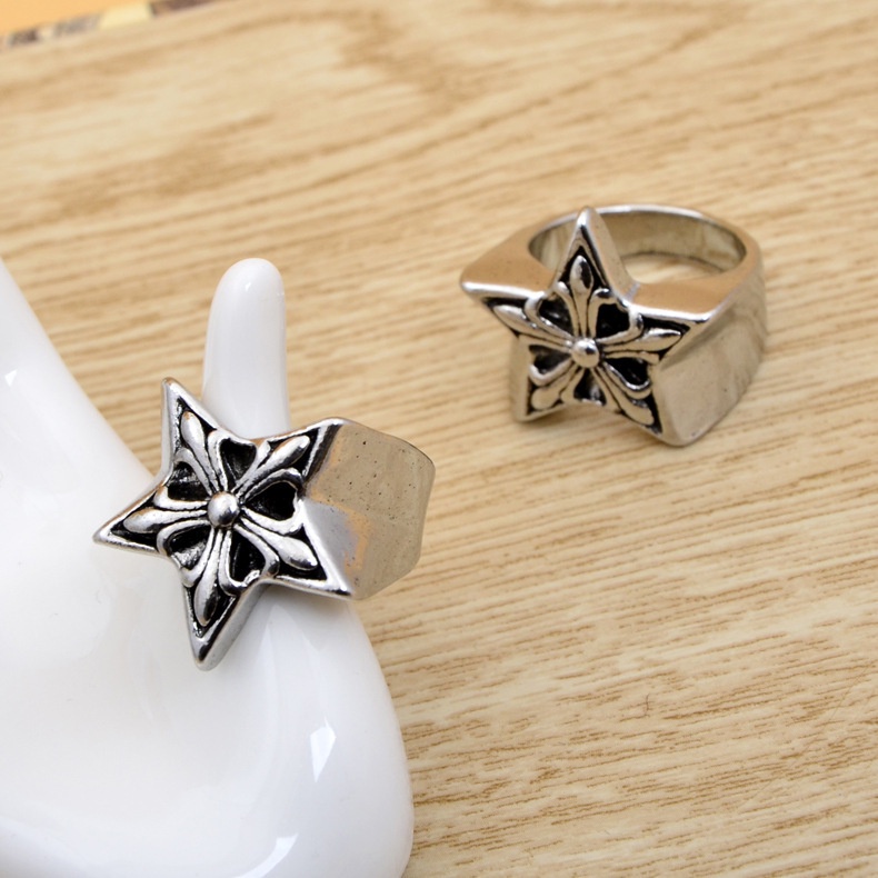 Cincin Desain Bintang Gaya punk rock retro Korea Untuk Pria