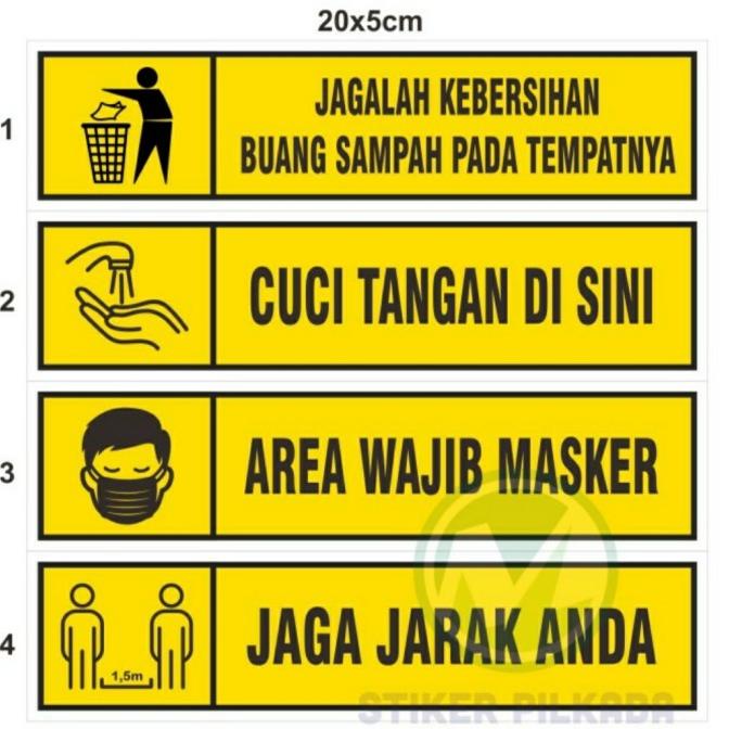 

STIKER CUCI TANGAN DISINI, AREA WAJIB MASKER, JAGA JARAK 20x5CM t-stikerpilkadamojokerto Berkualitas