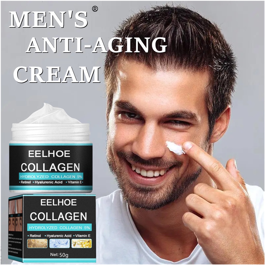 EELHOE Men's Collagen Cream 50gr Original Cream Wajah Pria  Penghilang  kantung mata dan kerutan Krim Pelembab Wajah