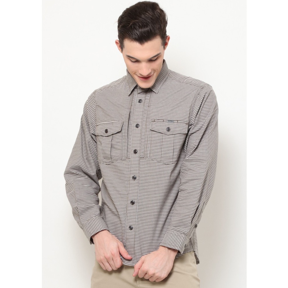 KEMEJA LENGAN PANJANG MGEE DISTRIC C008 - BROWN - KEMEJA KASUAL KOTAK