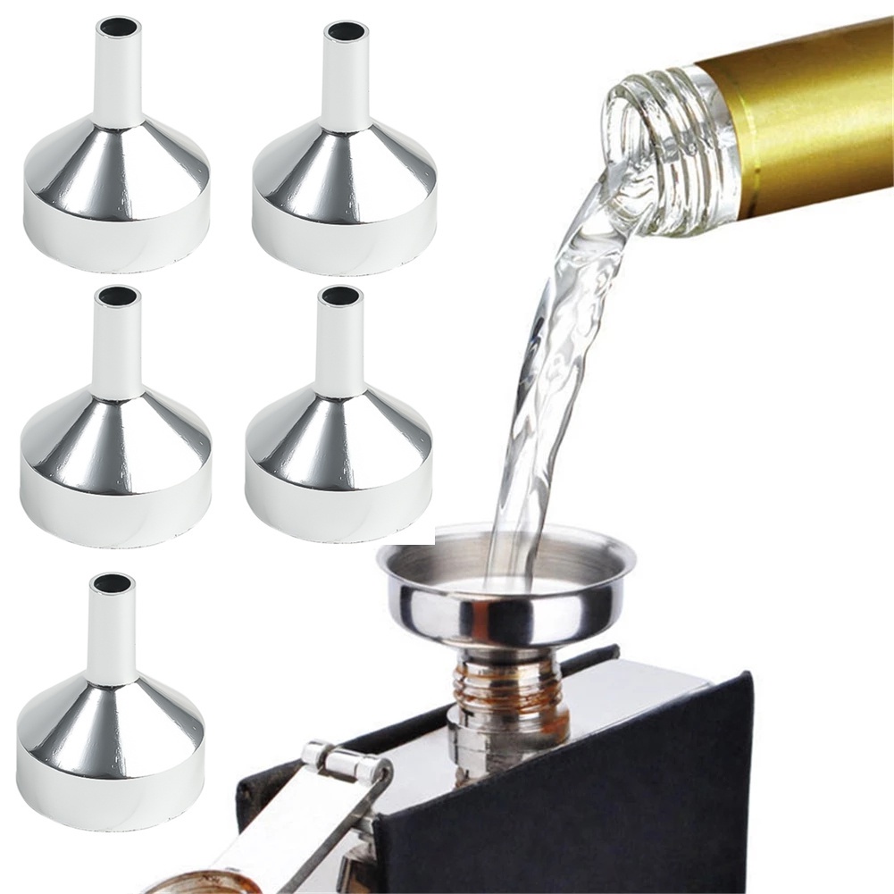 5 PCS Corong Dispenser Minyak Esensial Parfum Alkohol Susu Kecap Wine Bahan Aluminum Untuk Dapur Kafe Lab