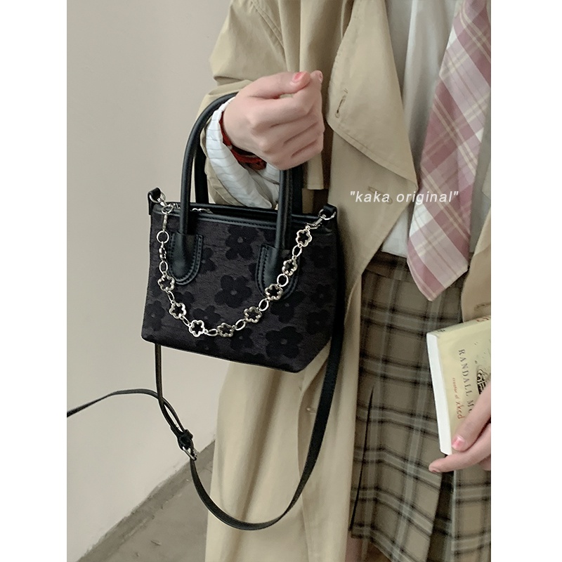 Suhao French niche tas wanita 2021 baru trendi musim gugur dan musim dingin all-match tas bahu tas jacquard tekstur utusan