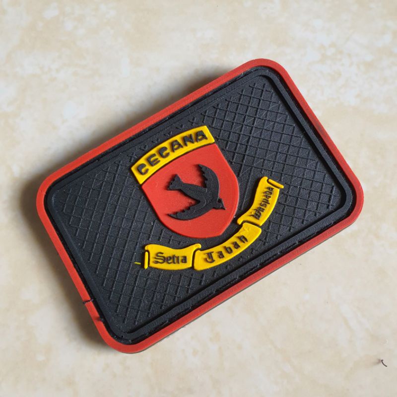 patch rubber logo gegana kotak lis merah / polisi / polri / police / tempelan emblem karet velcro