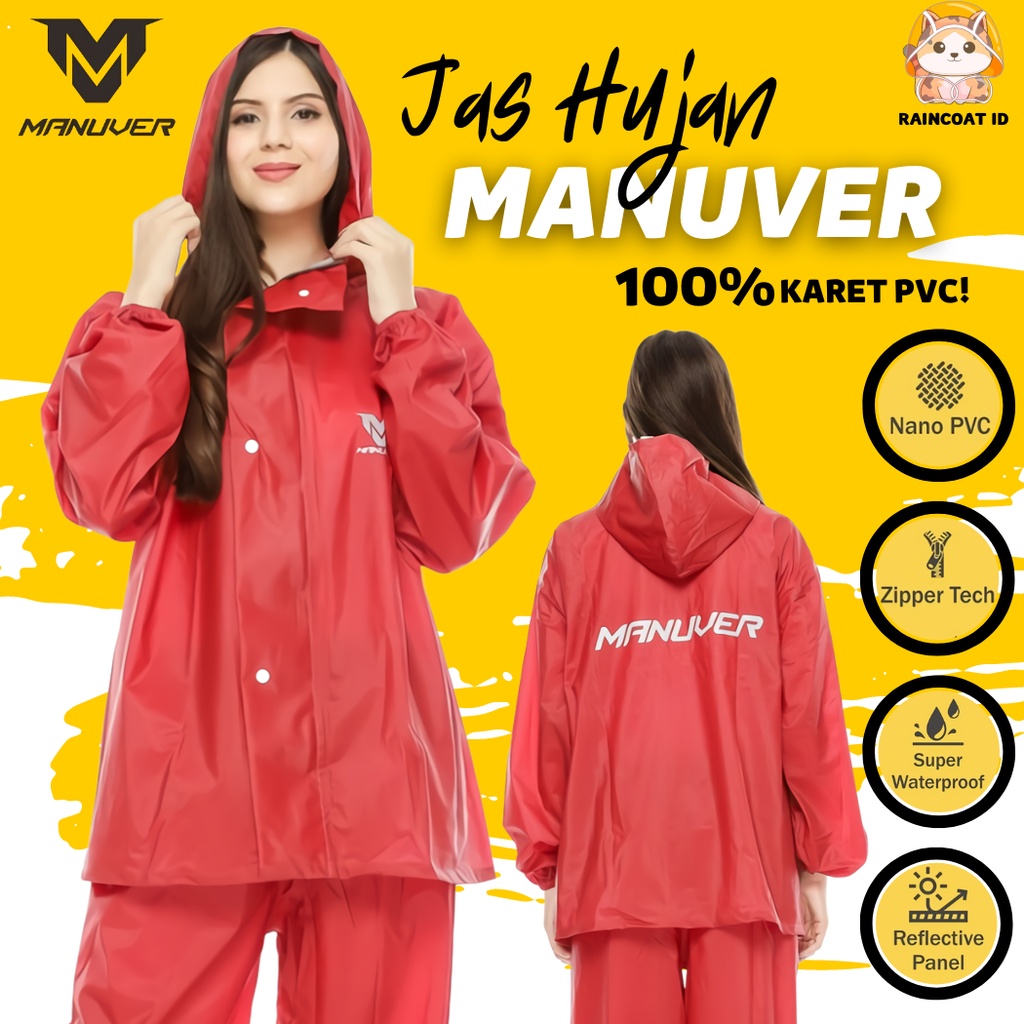 Jas Hujan Pria Wanita Raincoat Setelan Jas Hujan Anti Tembus Rembes Air Bahan Kuat Lentur Tebal Manuver Original