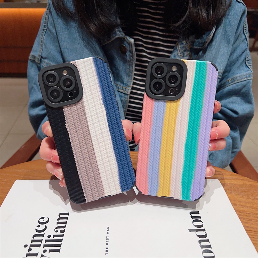 Soft Case Warna Permen Pelangi Untuk iPhone 14 13 12 11 Pro Max 14 Plus 7 8 Plus X Xs Max XR