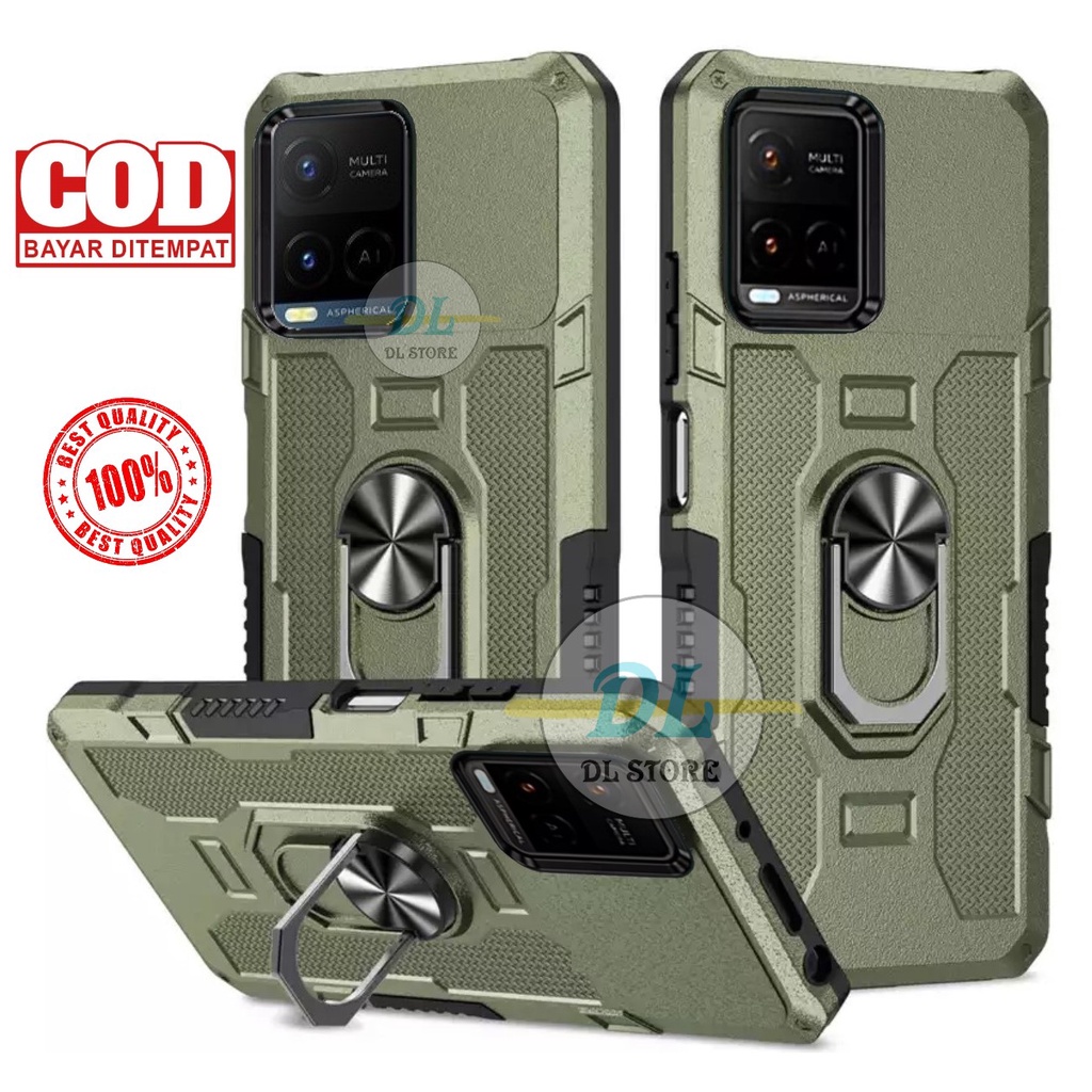Casing Untuk Vivo Y21/Y21s/Y21t/Y21a Hard Case Ring Armor Robot Case Kickstand Hybrid/Ring Holder
