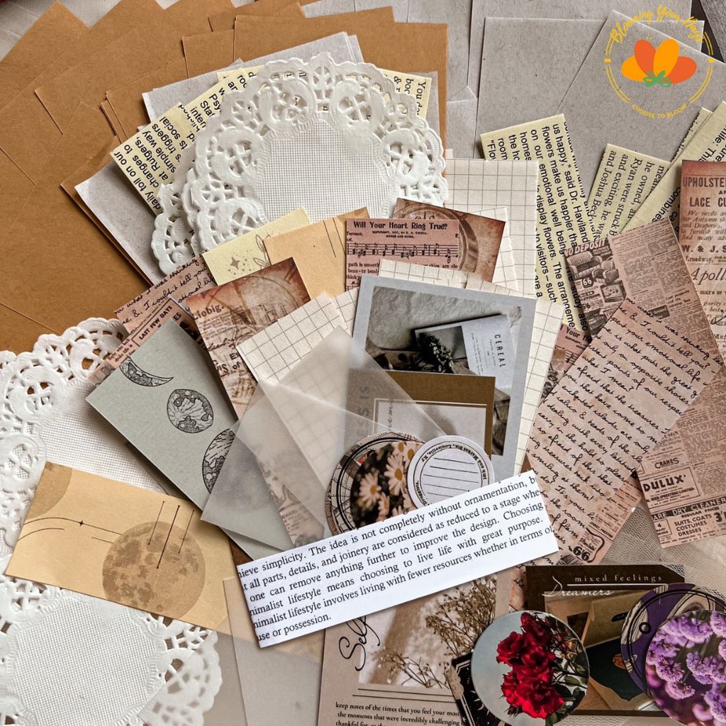 READY STOK (TERMURAH) 46pcs JOURNAL KIT SCRAPBOOK VINTAGE jurnal kit bujo penpal dekorasi scrapbook 