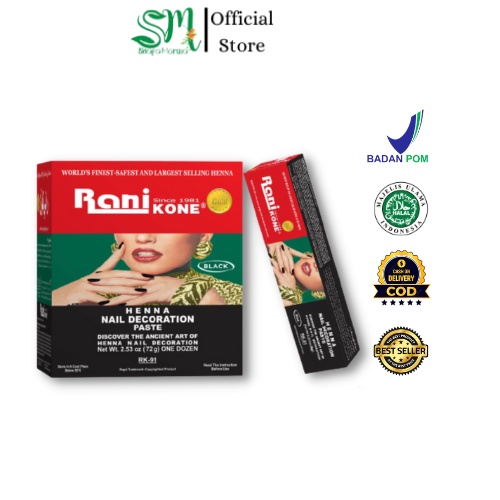 Henna Rani Kone Nail Decoration Paste RK 82 Pacar Kuku Asli Arab REDRISH kemasan hijau