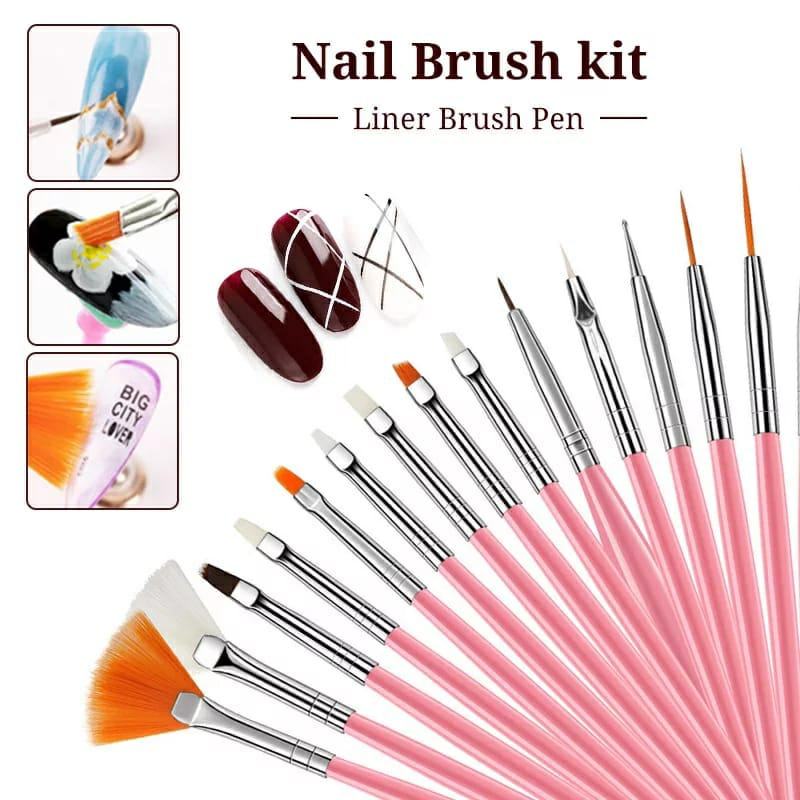 Rosalind Brush Set 15 pcs Kuas Nail Art Penghias Kuku