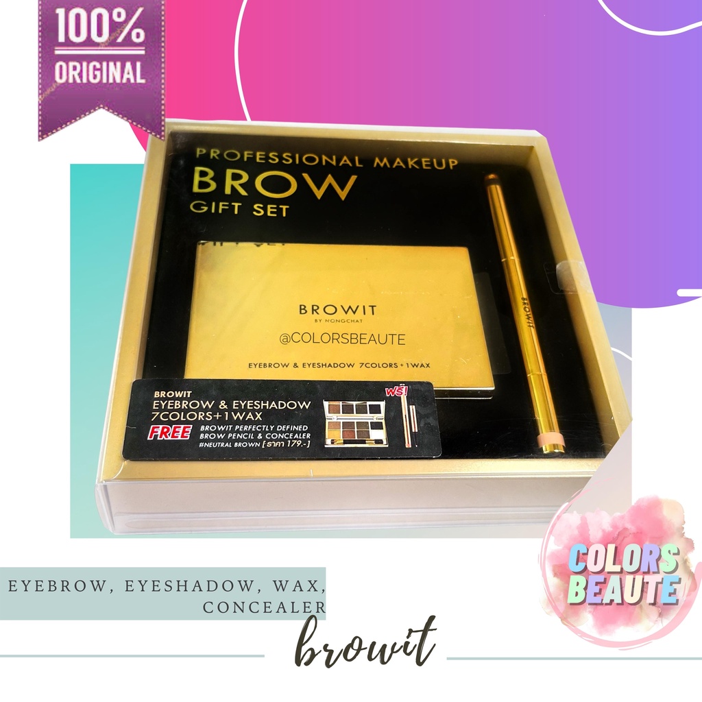 BROWIT by Nongchat Professional Makeup Brow Gift Set / Eyebrow &amp; Eyeshadow + Wax With Concealer