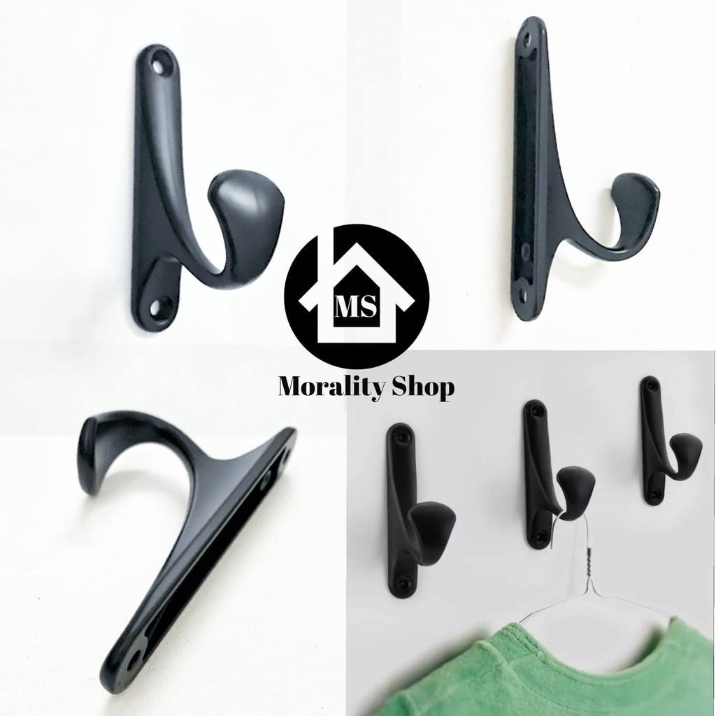 Hook Gantungan Baju 1 Kait Hitam Stainless 601 Hanger Cantolan Baju Kapstok Baju 1kait Cloth Single Hook BLack