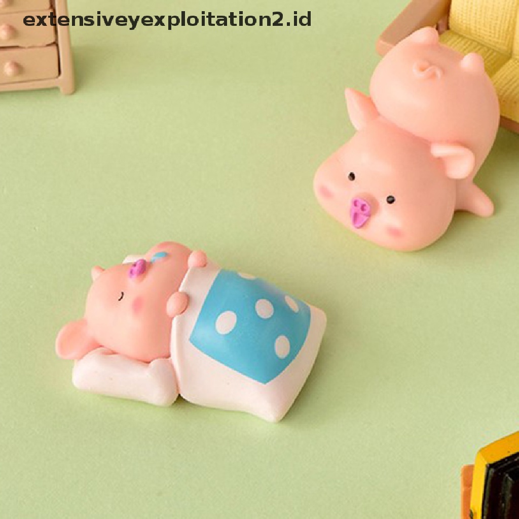 7pcs / set Mainan Miniatur Patung Kartun Hewan Babi