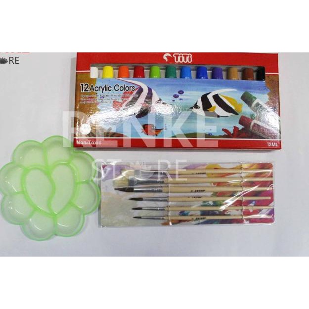 

Paket Menggambar / Lukis - Cat Acrylic / Akrilik Titi Kuas Palet Set