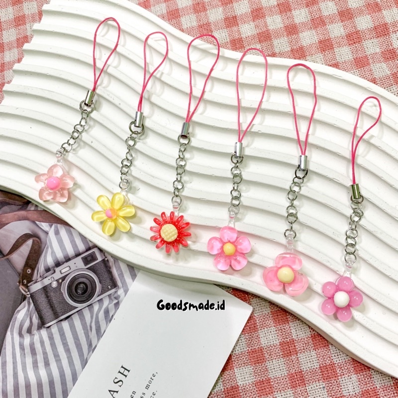 PHONE STRAP/GANTUNGAN CLAY RESIN FLOWER RANDOM