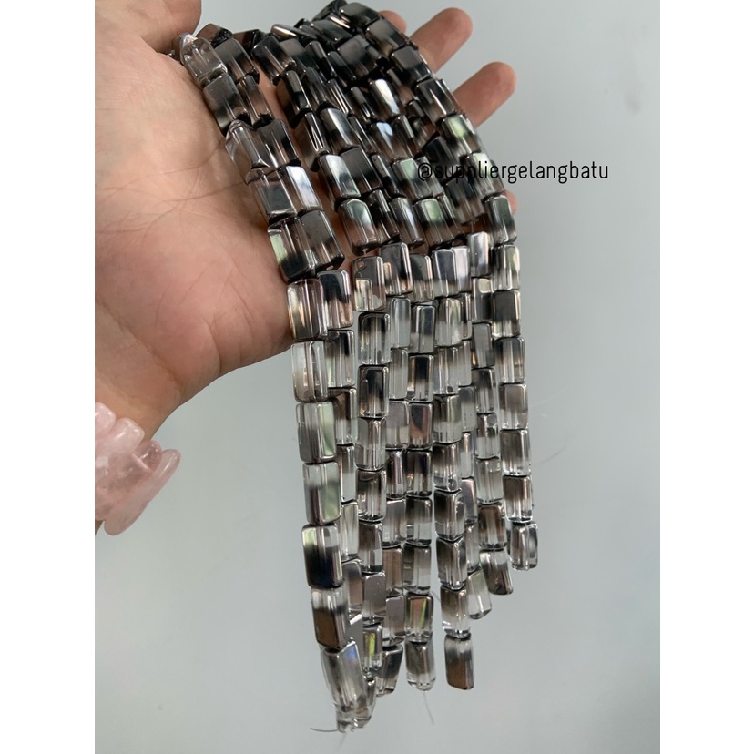 kristal SEGITIGA PANJANG SILVER 8mm PUTIH KUARSA bahan manik spacer