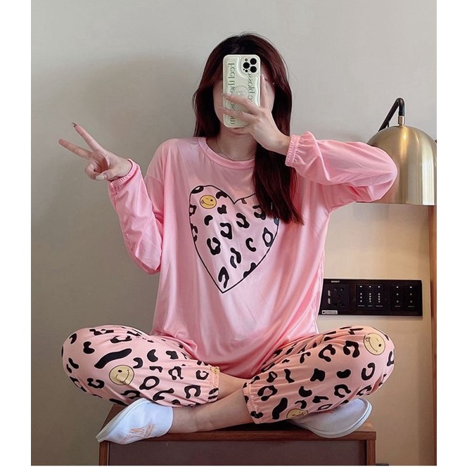 GP1352 SETELAN CELANA PIYAMA BAJU TIDUR JOGER JOGGER WANITA DEWASA PP SPANDEK IMPORT LENGAN PANJANG 