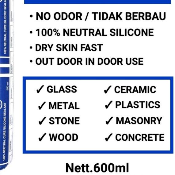 

SILICONE SEALANT SOSIS GLAZING N10 IKA - 600ml NEUTRAL 100% - Putih