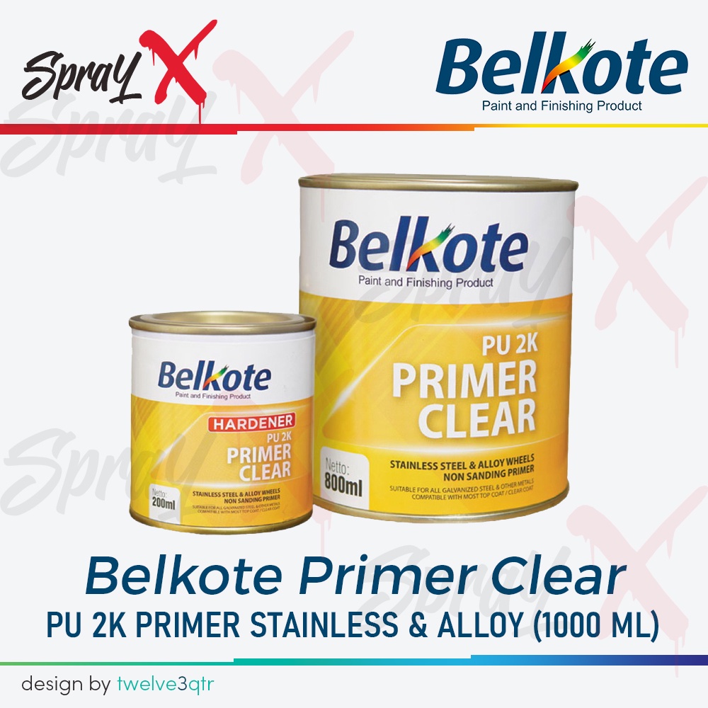 BELKOTE PU 2K PRIMER CLEAR + HARDENER 1 LITER / STAINLESS STEEL & ALLOY WHEELS