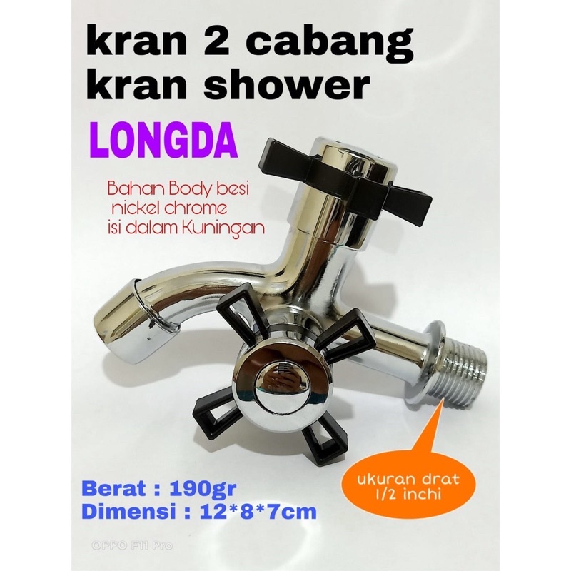 Keran Shower 2 Cabang Keran Air Double Kran Shower Merk LONGDA