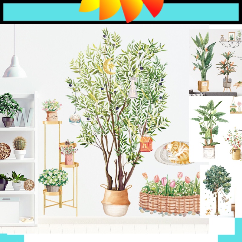 WALL STICKER STIKER DAUN POT POHON WALLSTIKER WALL STICKER DINDING WALLPAPER WALPAPER DAUN WALSTICKER WALSTIKER RUMPUT DEKORASI RUMAH TEMBOK KAMAR MANDI RUANG TIDUR DEKOR DAPUR TAMAN AESTHENTIC GUDANG Q 111 135 89 112 WALLPAPER DAUN