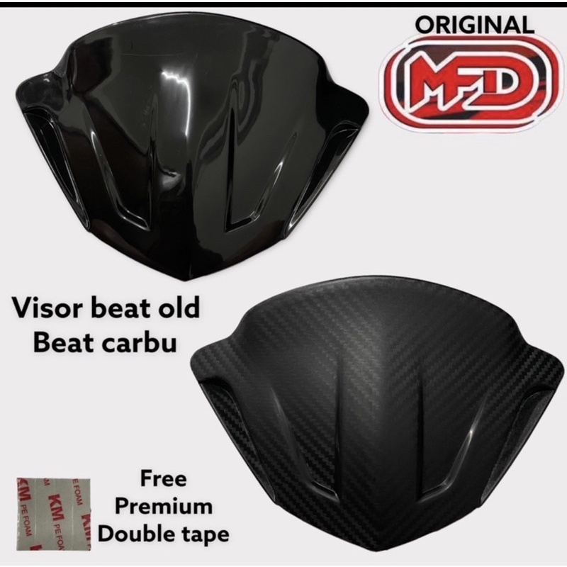 visor beat carbu karbu full hitam dan full karbon carbon bahan tebal anti pecah