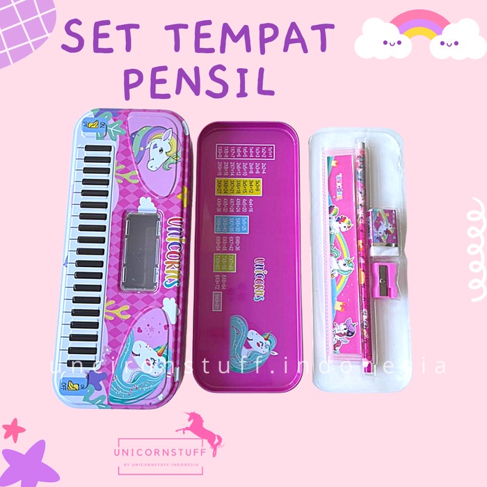 SET Tempat Pensil Unicorn Kotak Pensil Cewek Isi Stationery Alat Tulis