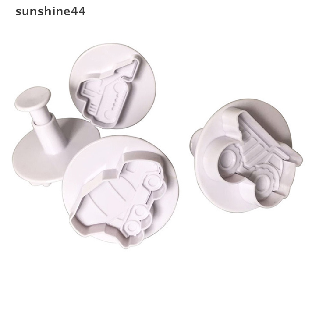 Sunshine 4Pcs Cetakan Pemotong Fondant Bentuk Mobil 3D DIY