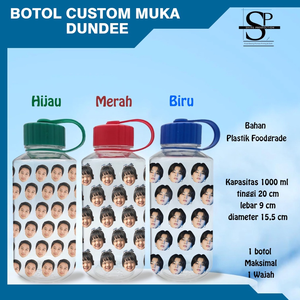 Botol Minum Plastik 1 Liter Custom Muka atau Wajah