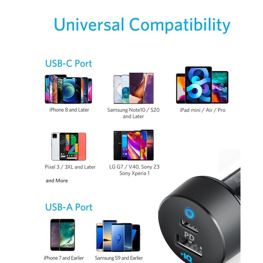 Car Charger Anker PowerDrive PD 2 USB-C / USB-A A2732 - ANKER A2732HF1