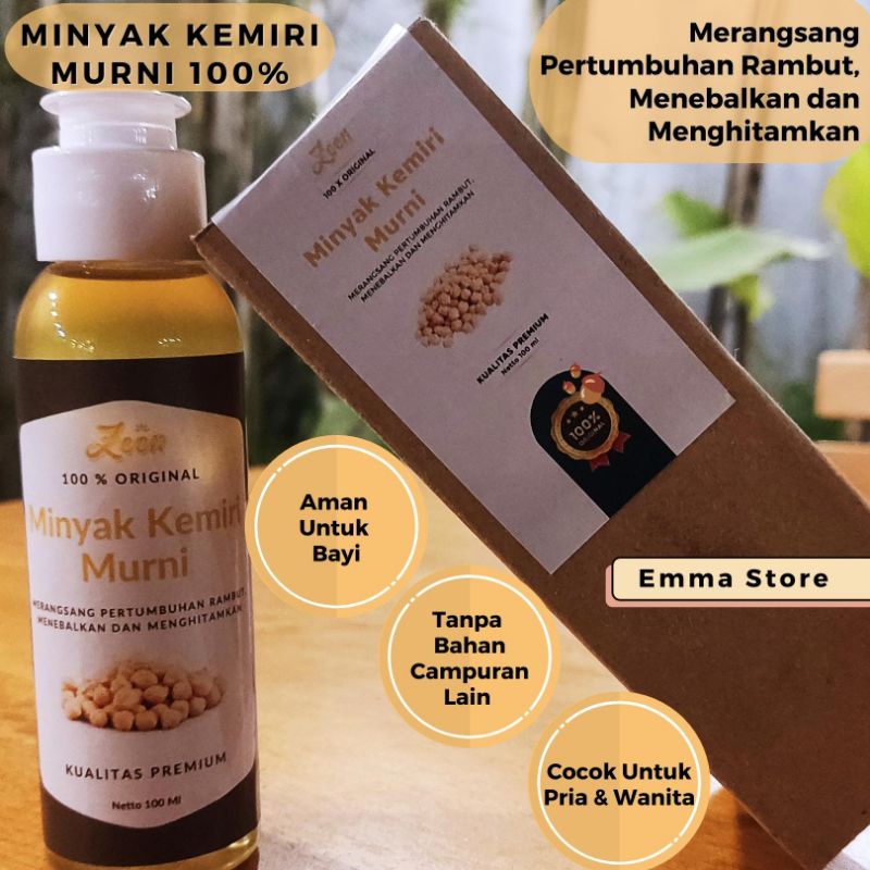 100 Ml Minyak Kemiri Murni 100% Original Organik | Penumbuh Rambut, Perawatan Rambut, Penghitam Rambut