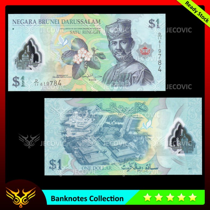 BRUNEI DARUSSALAM 1 Dollar 2011 Polymer , UNC , Uang Asing