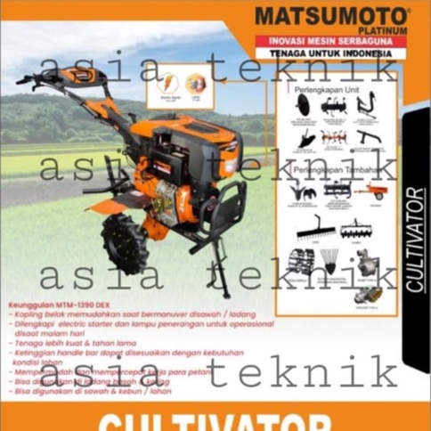 CULTIVATOR TRAKTOR MINI DIESEL MATSUMOTO MTM 1390 DEX SAWAH & LADANG