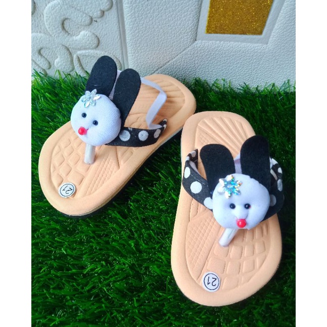 [1-3 TAHUN] Sandal Jepit Anak Perempuan press boneka kelinci rabbit / Sendal boneka  anak cewe press / SANDAL BABY KIDS BONEKA / SANDAL PREWALKER BAYI BONEKA