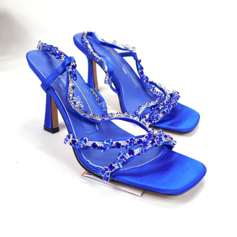 ZR Diamond Side Strap Glittery Strappy Heeled Sandal