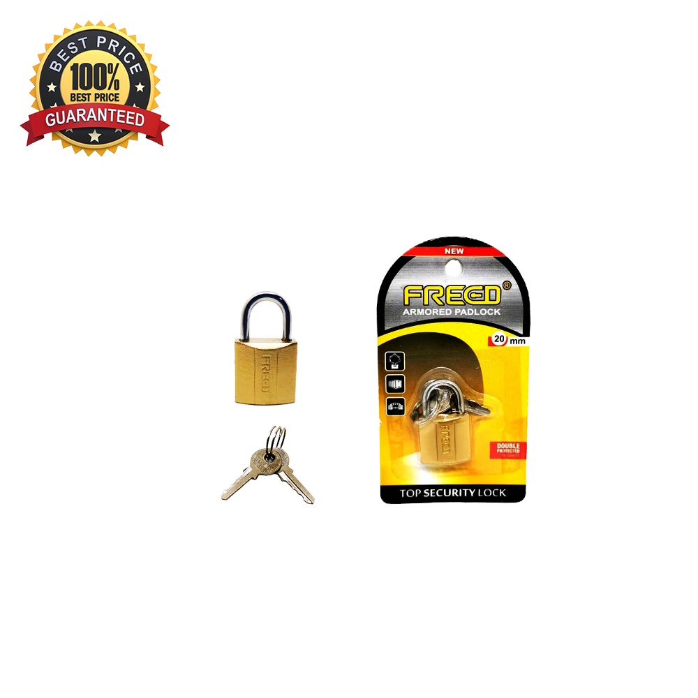 Gembok Besi Kuning Pres Leher Pendek 20-25-32-38 mm FREED Security Lock