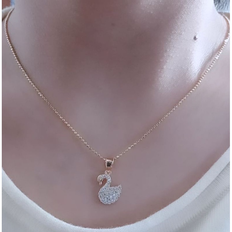 Kalung mini bijilada + liontin ducky mp corr/ kalung perak asli silver 925 lapis emas/ kalung fashion wanita terbaru