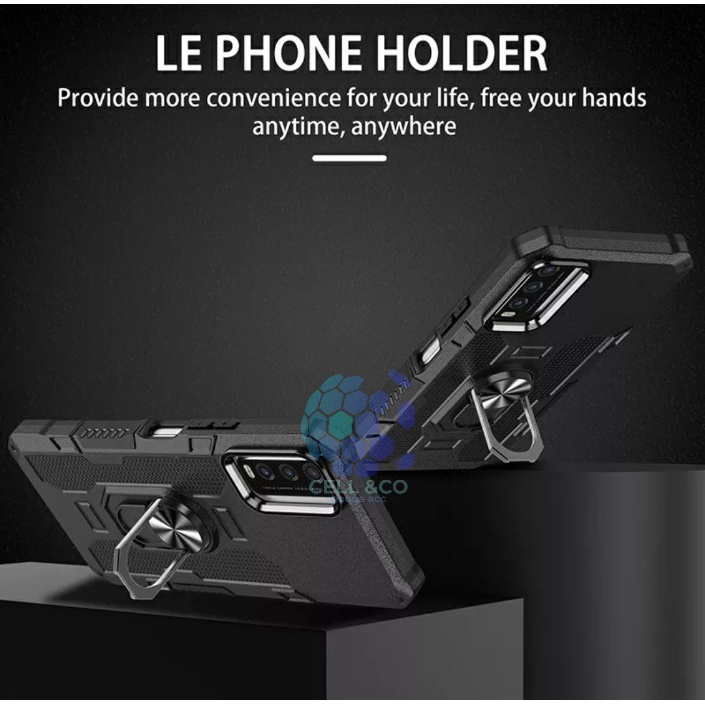 Case Armour VIVO Y12A Iring Cincin Magnetic Kesing Hp Protect kamera Premium Hard Case Standing Robot Pelindung Kamera