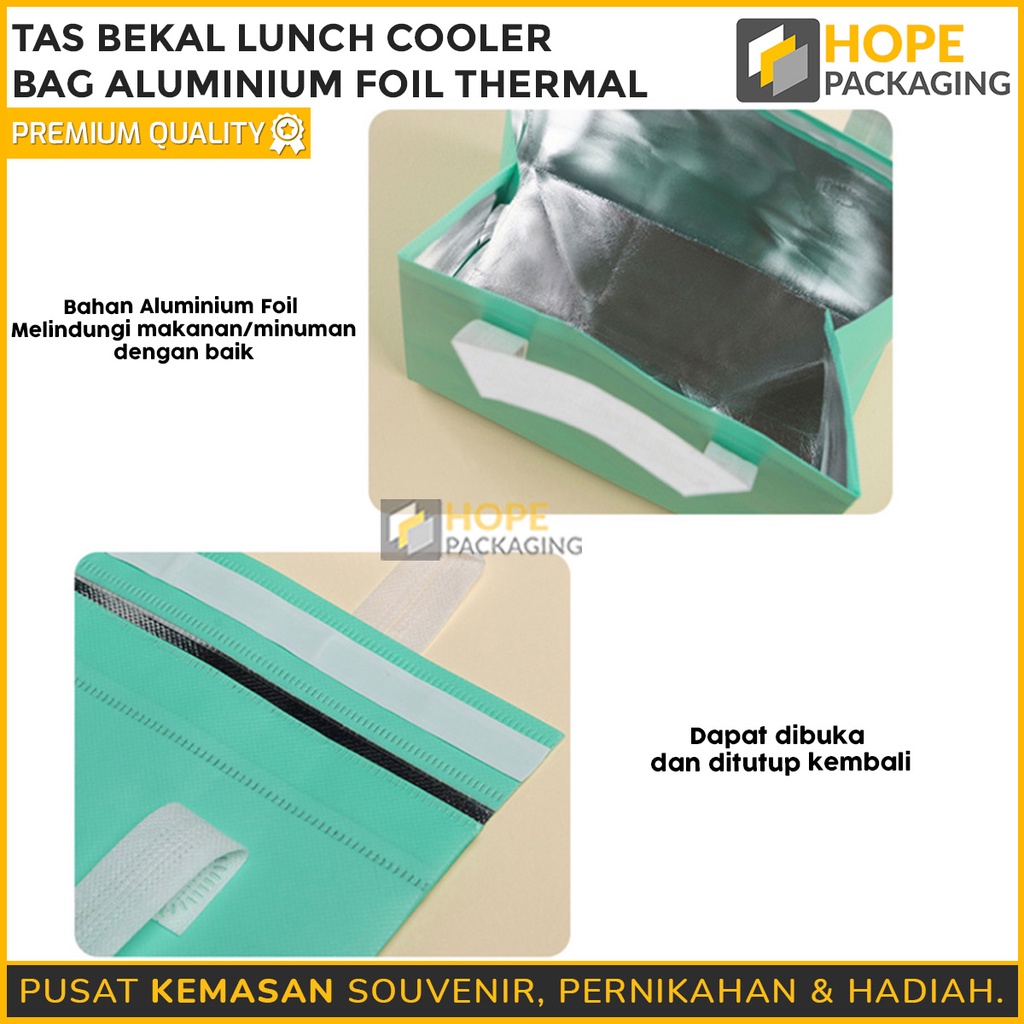 Tas bekal Lunch S = 12 x 28 x 10 cm goodie bag custom Toples wadah makanan kue souvenir lebaran / Cooler Bag aluminium Foil Thermal wadah botol