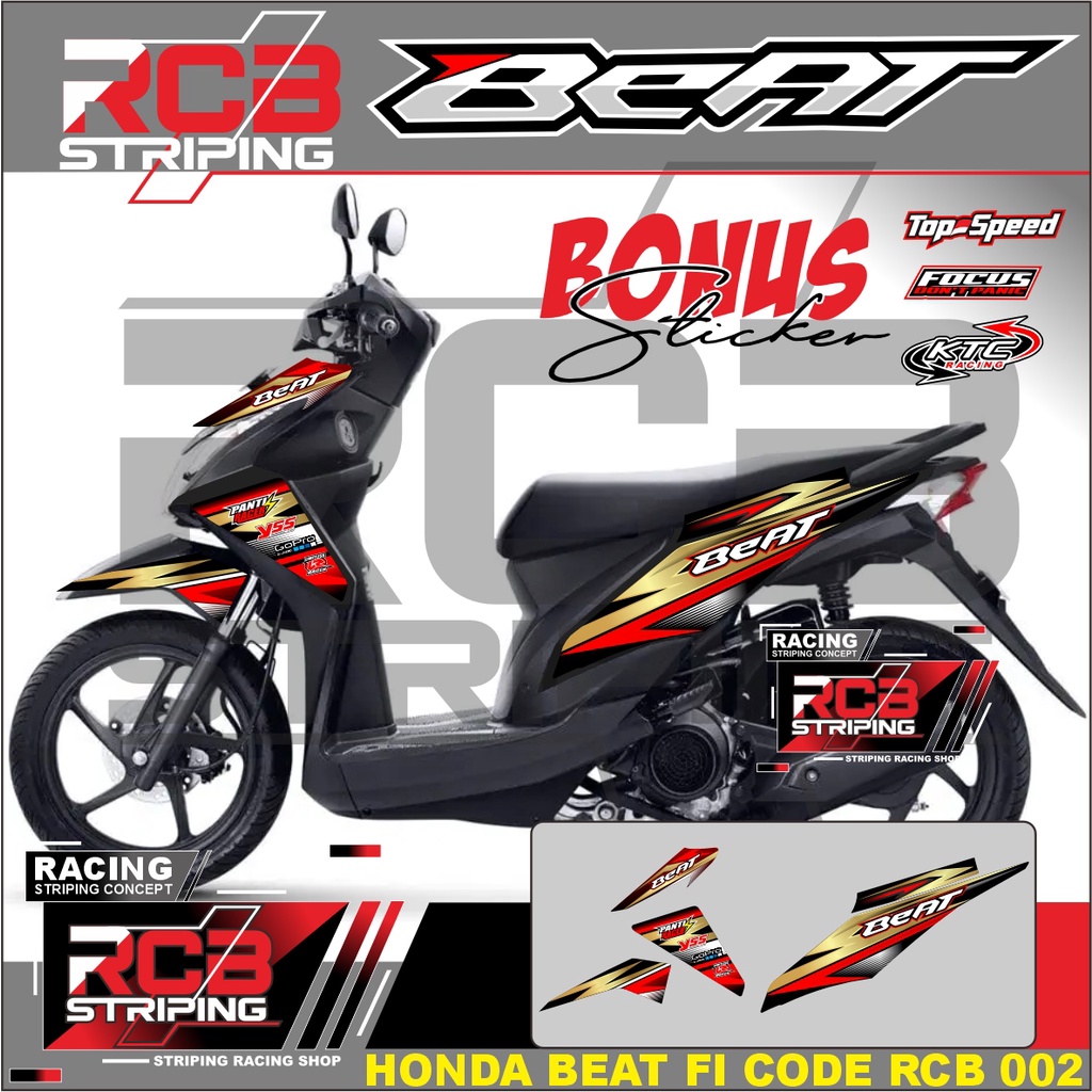 Striping Beat Variasi Stiker Beat Kode RCB 002 - Sticker Striping Motor Honda Beat Fi 2012 - 2015