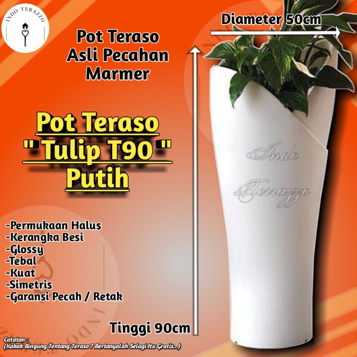 INDO TERAZZO POT TERASO TIPE TULIP 90 - POT TANAMAN AIR TERASO MARMER - POT BESAR