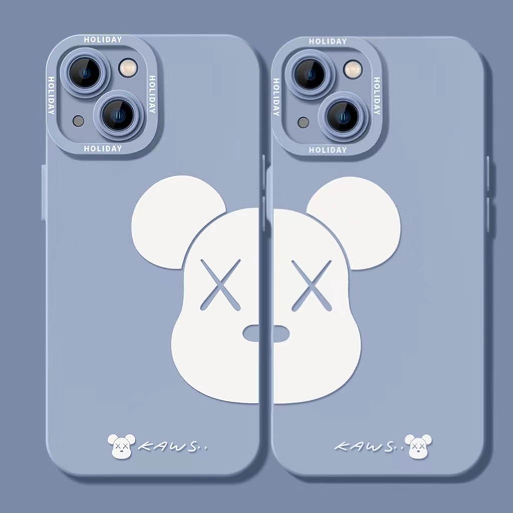 Ins Casing iPhone 14 14pro 14Plus 14prm 13 13pro 13pro 13prm 11 7Plus 8Plus Xr XS 12pro Max Shockproof Motif Beruang Biru