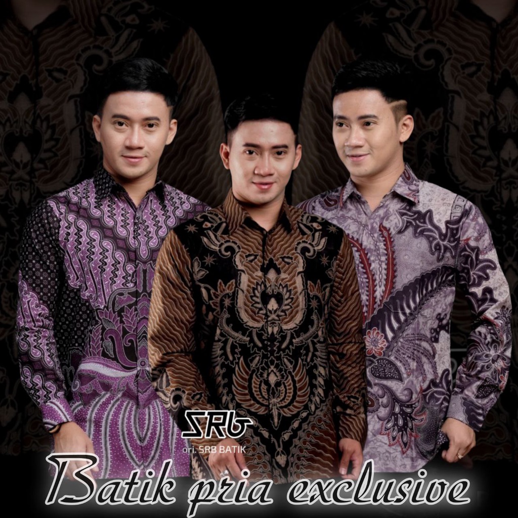 Batik Pria Lengan Panjang BATIK AZMIL HRB026 motif KERATONAN Kode 002 size M L XL XXL Reguler