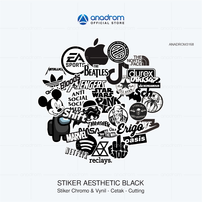 

Stiker Black Aesthetic | Stiker Laptop 1 PACK isi 40PCS | ANADROM 3168