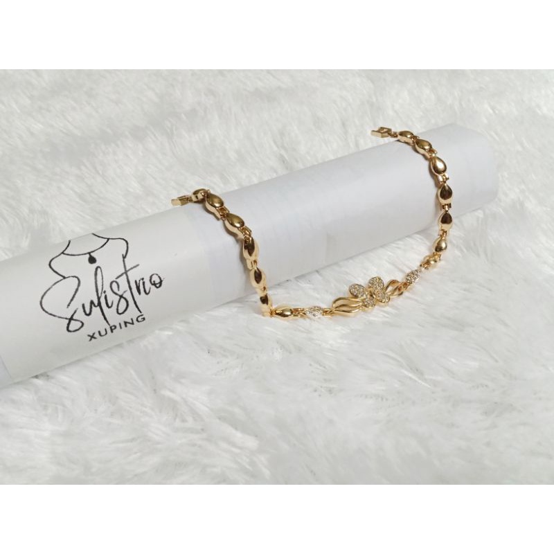 ACT018. Gelang tangan kupu-kupu xuping dewasa lapis emas dgn mata zircon